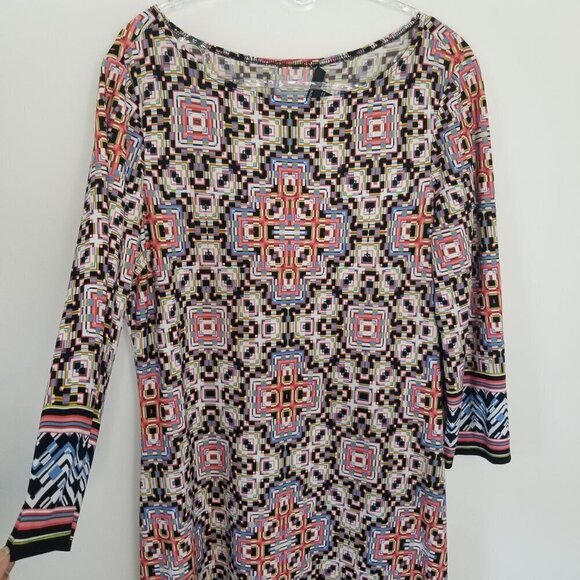 Maggy London Women's Geometric Abstract Boho Hippie Psychedelic Multicolor Sz 8 - Picture 2 of 10